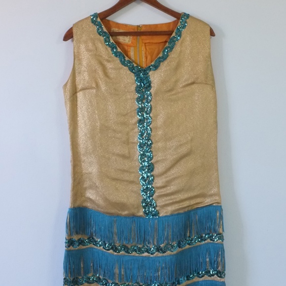 vintage flapper dress | 60s fringed flapper dress - Picture 11 of 16